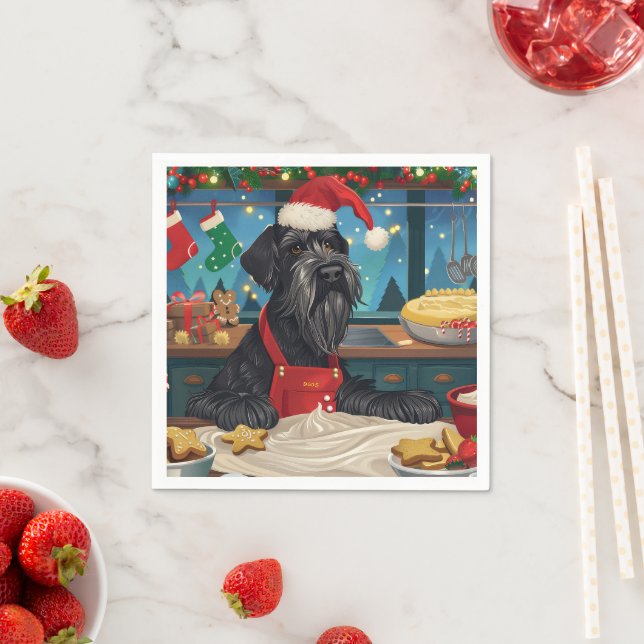 Giant Schnauzer Holiday Baking: Festive Christmas Napkin (Insitu)
