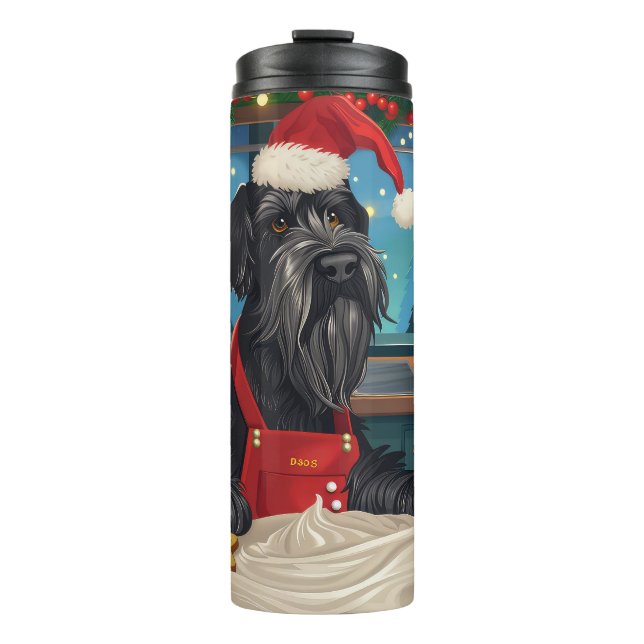 Giant Schnauzer Holiday Baking: Festive Christmas Thermal Tumbler (Front)
