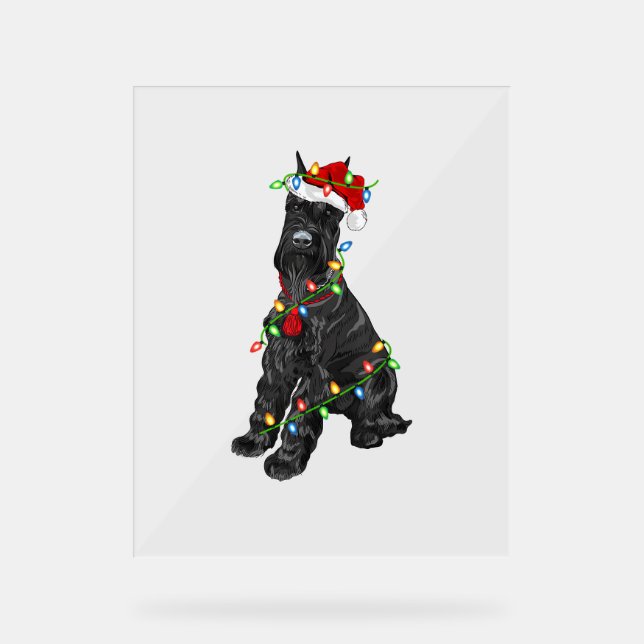 Giant Schnauzer Lover Xmas Santa Giant Schnauzer C Acrylic Sign (Front)