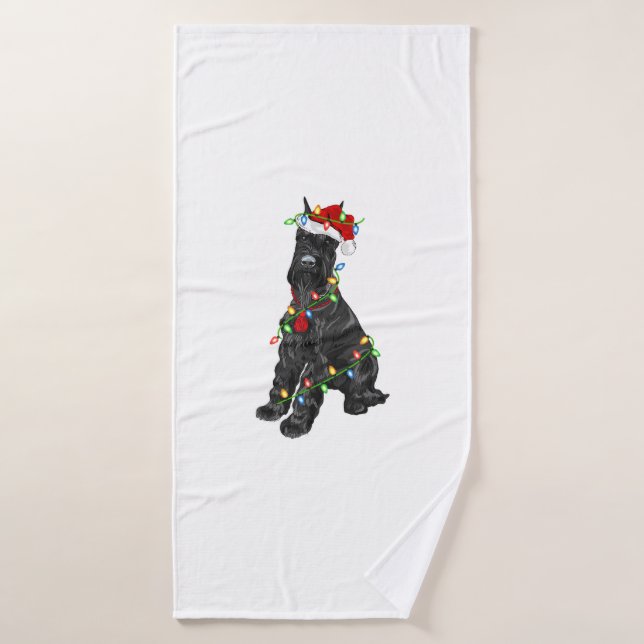 Giant Schnauzer Lover Xmas Santa Giant Schnauzer C Bath Towel (Bath Towel)