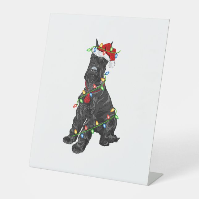 Giant Schnauzer Lover Xmas Santa Giant Schnauzer C Pedestal Sign (Front)