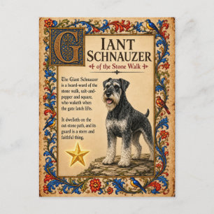 Giant Schnauzer, Mediaeval Bestiary Art Postcard