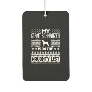 giant schnauzer on naughty list dog ugly christmas car air freshener
