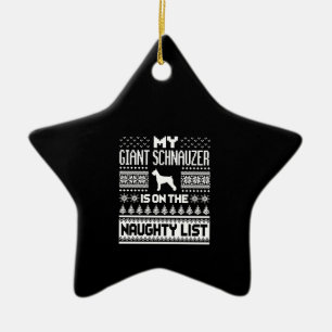 giant schnauzer on naughty list dog ugly christmas ceramic tree decoration