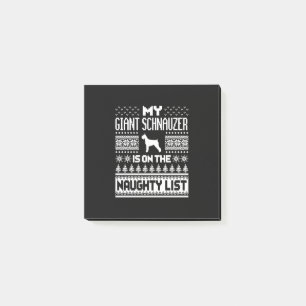 giant schnauzer on naughty list dog ugly christmas post-it notes