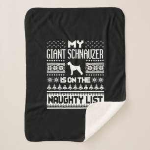 giant schnauzer on naughty list dog ugly christmas sherpa blanket