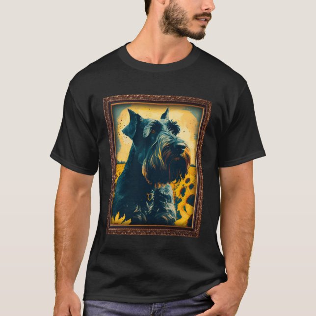 Giant Schnauzer Painting Sunflower Flower Mom Wome T-Shirt (Front)
