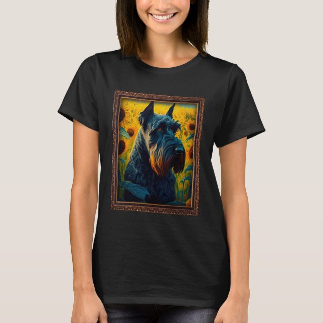 Giant Schnauzer Painting Sunflower Flower Mom Wome T-Shirt