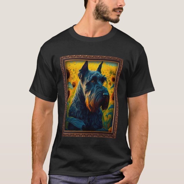 Giant Schnauzer Painting Sunflower Flower Mom Wome T-Shirt (Front)