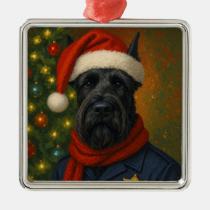 Giant Schnauzer  Police Holiday  Metal Tree Decoration