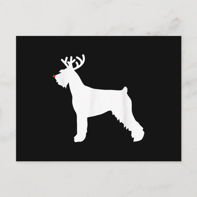 giant schnauzer reindeer christmas dog announcement postcard (Front)