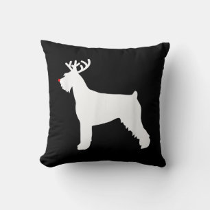 giant schnauzer reindeer christmas dog cushion
