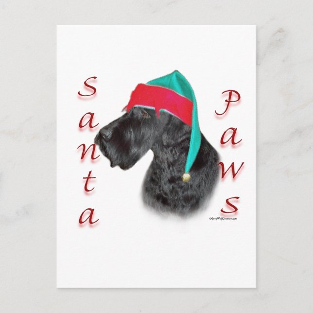 Giant Schnauzer Santa Paws Holiday Postcard (Front)