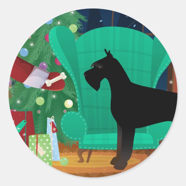 Giant Schnauzer Santa's Christmas Gift Classic Round Sticker (Front)