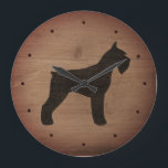 Giant Schnauzer Silhouette Rustic Style Large Clock<br><div class="desc">Giant Schnauzer Lover's Wall Clock. Wood design is printed,  not real wood.</div>