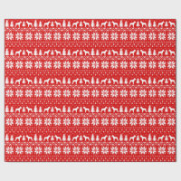 Giant Schnauzer Silhouettes Christmas Pattern Red