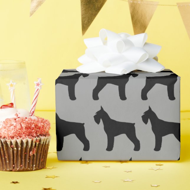 Giant Schnauzer Silhouettes Pattern Dog Lover's Wrapping Paper (Birthday Party)