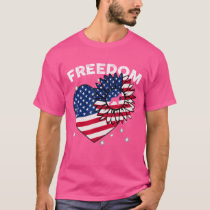 Giant Schnauzer Sunflower Heart American Flag Free T-Shirt