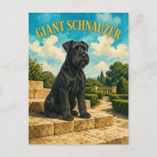 Giant Schnauzer, Vintage Watercolor Dog Art Postcard
