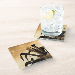 Giant Sepia Aloe  Glass Coaster