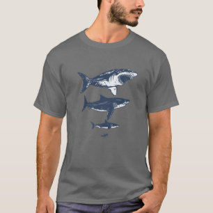 Giant Sharks And A Diver - Scuba Diving Diver T-Shirt