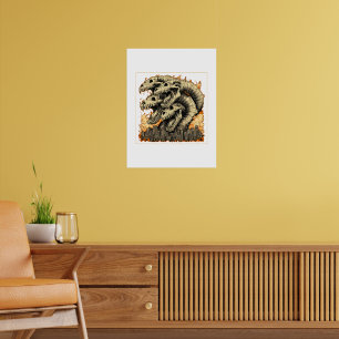 Giant Skeletal Kaiju Monster City Poster