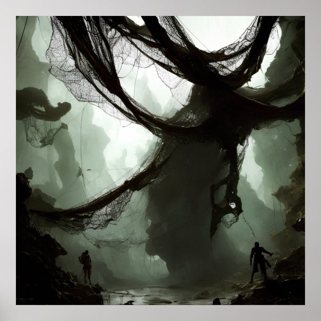 Giant Spider Entanglement Fantasy Art Poster (Front)