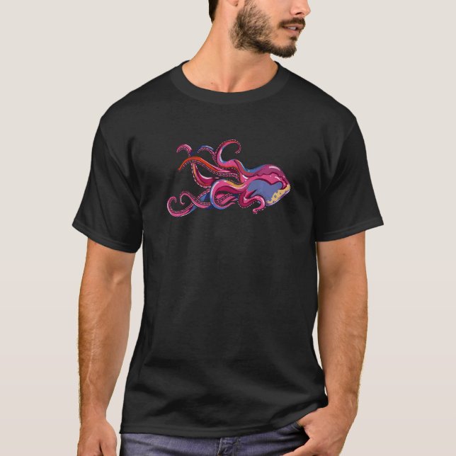 Giant Squid Octopus Fan Sea Ocean Fan Diver Aquari T-Shirt (Front)