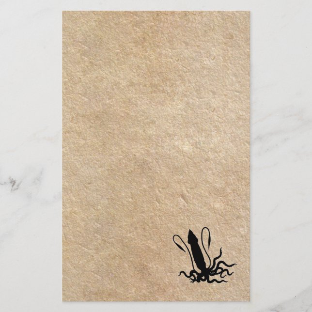 Giant Squid on old parchment Stationery (Front)