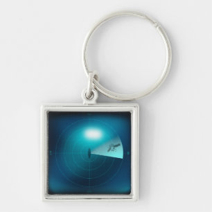 Giant Squid on Ship's Sonar Nautical Steampunk Key Ring