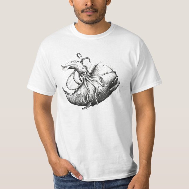 Giant Squid vs Sperm Whale T-Shirt (Front)