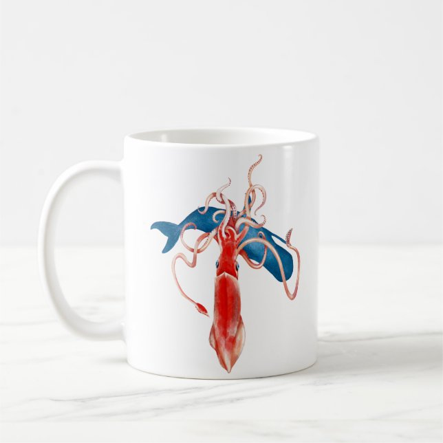 Giant Squid vs. Whale Coffee Mug (Left)