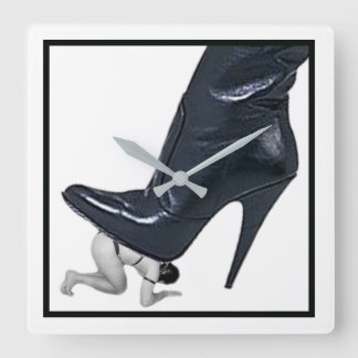 Giant Stiletto Boot Stepping on a slave Square Wall Clock