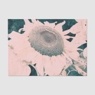 Giant Sunflower Blush Pink Dark Teal Vintage Tissue Paper