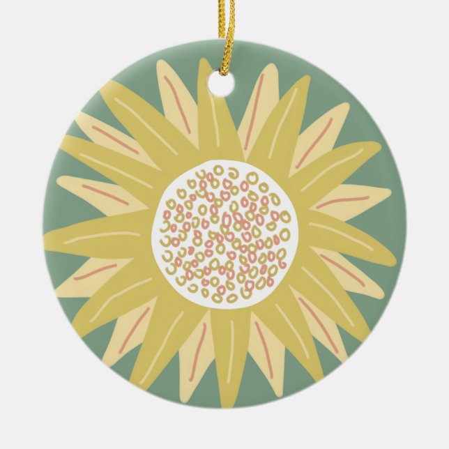 Giant Sunflower Ceramic Tree Decoration (Front)
