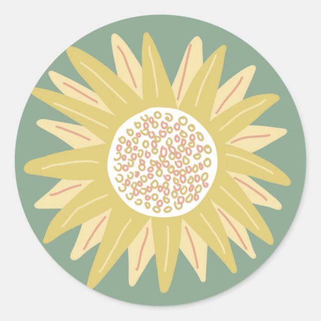Giant Sunflower Classic Round Sticker (Front)