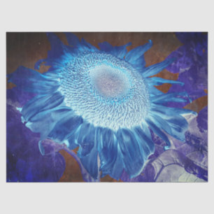 Giant Sunflower Negative Blue Vintage Antique Tissue Paper
