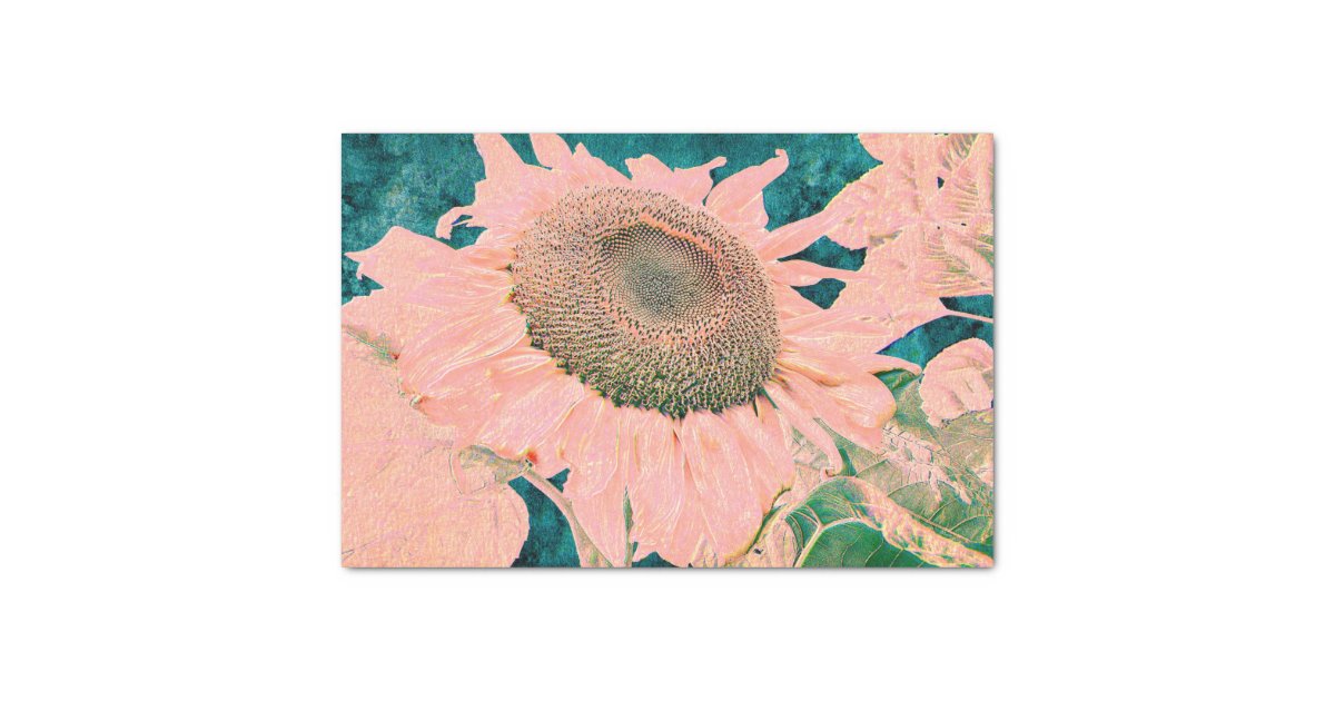 Giant Sunflower Vintage Pink Green Art Decoupage Tissue Paper | Zazzle ...