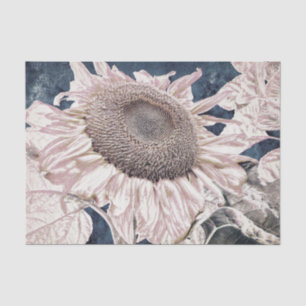 Giant Sunflowers Vintage Grey Sepia Decoupage Tissue Paper