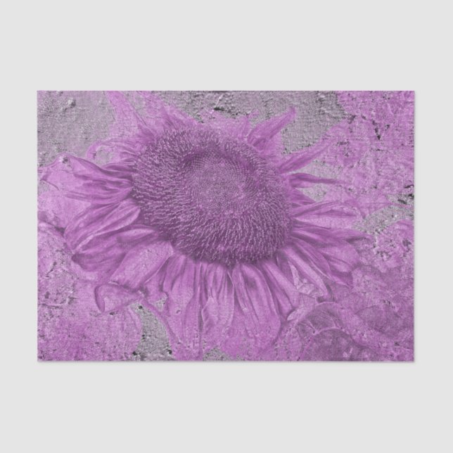 Giant Sunflowers Vintage Purple Grey Texture Tissue Paper (Front)