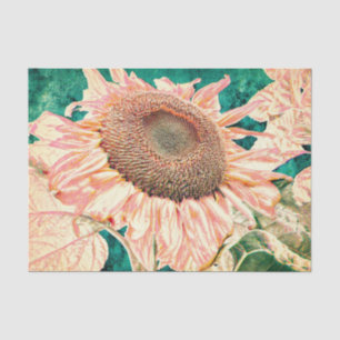 Giant Sunflowers Vintage Yellow Green Decoupage Tissue Paper