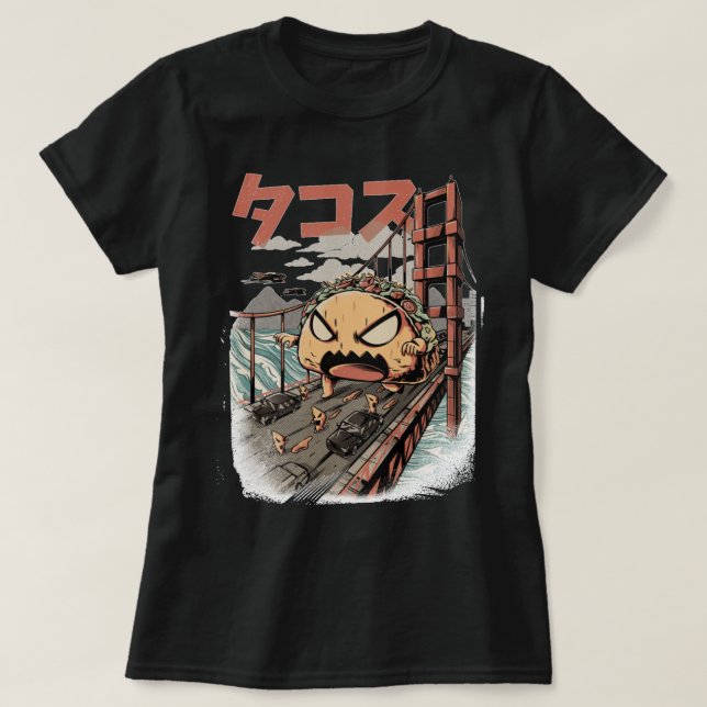 Giant Taco Monster Kaiju Mexican Food Kawaii Anime T-Shirt (Design Front)