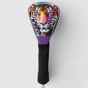 Giant Tiger Face With Purple Highlights Golf Head Cover