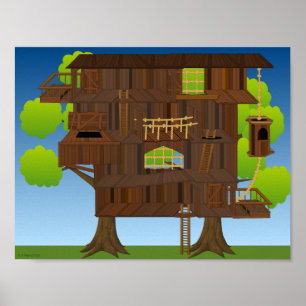Giant Treehouse Sticker Scene (letter-sized) Poster
