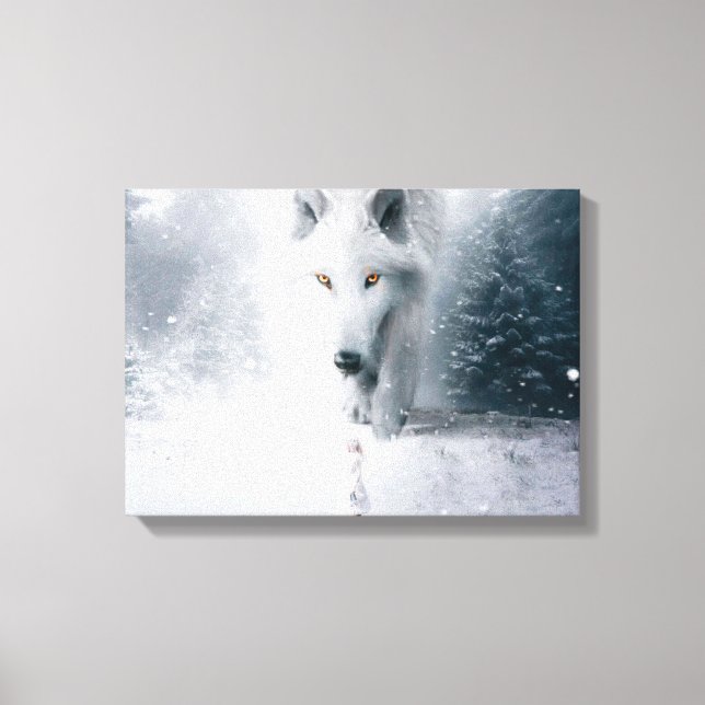Giant white wolf canvas print (Front)