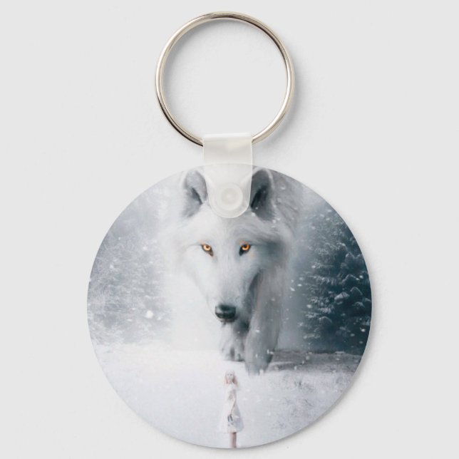 Giant white wolf key ring (Front)