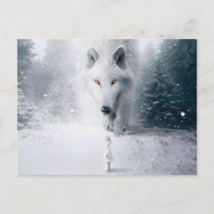 Giant white wolf postcard