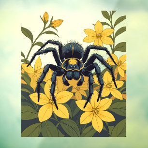 Giant Wolf Spider Surrounded By Yellow Jasmine