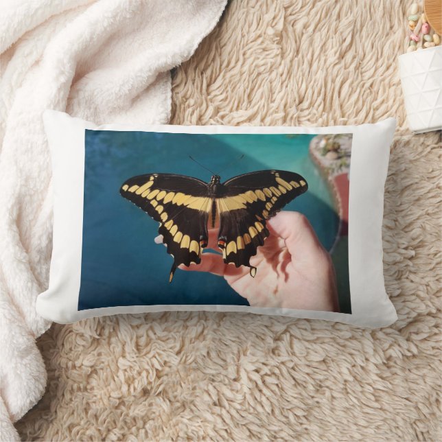 Giant Yellow Swallowtail Butterfly Lumbar Cushion (Blanket)
