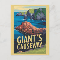 Giant's Causeway Ireland Travel Art Vintage